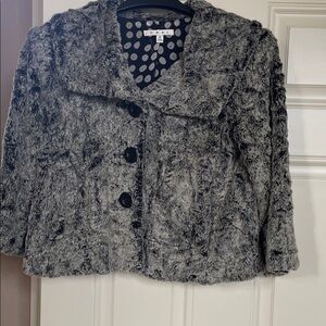 CAbi Women's Black and Gray Teddy Jacket